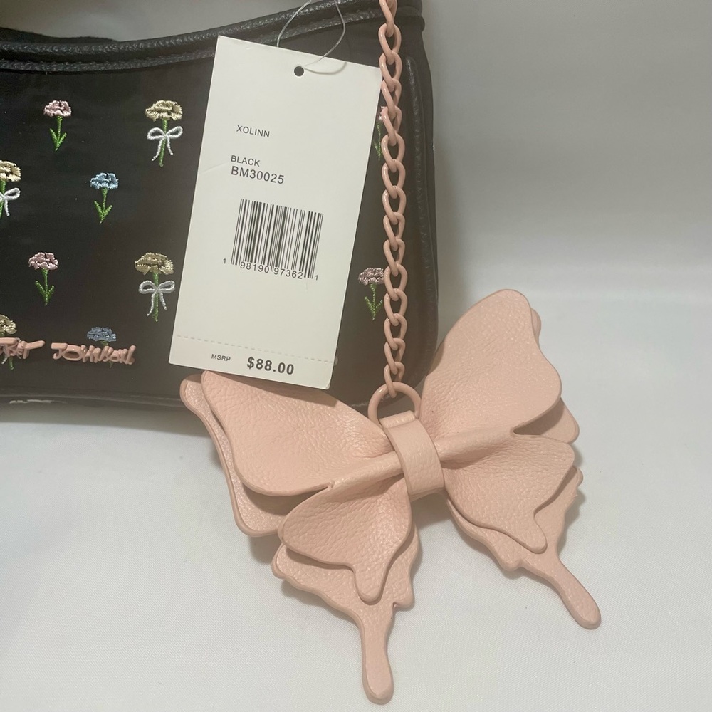 Betsey Johnson Black Floral Bows Crossbody Bag , NWT - Picture 5 of 16